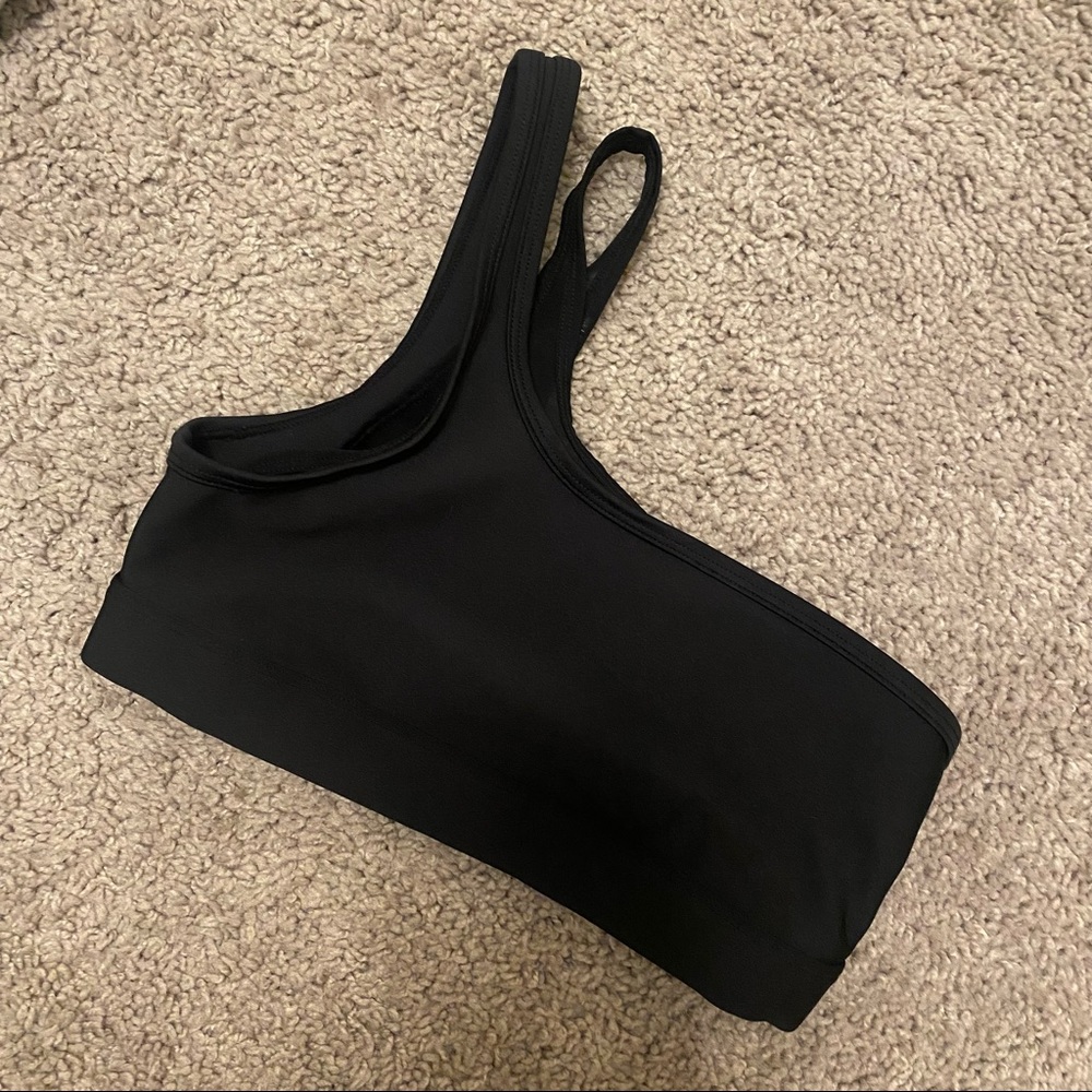 Alo Yoga Black One Shoulder Trendy Sports Bra Size XS